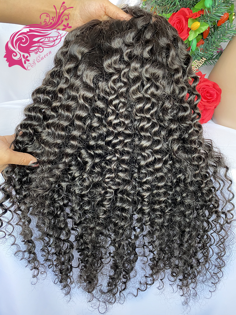 Csqueen 9A Deep Wave 13*4 Transparent Lace Frontal Wig 100% human hair wigs 130%density
